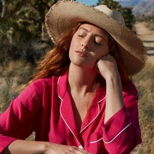 NWT: Pink Silk Pajama Set from Sleepy Jones (XS)